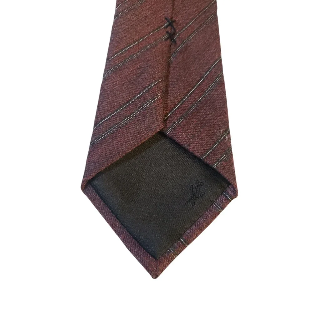 Kenneth Cole New York Mens Tie Necktie Designer Burgundy Black White Stripe‎